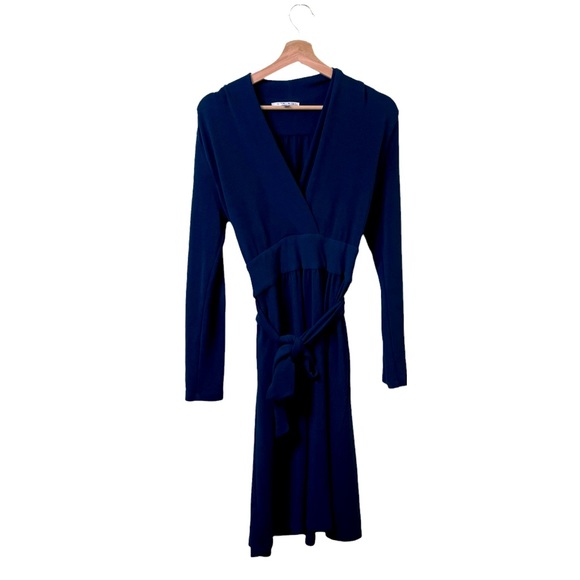 CAbi Dresses Cabi Blue Stretch Long Sleeve Wrap Dress Sz Medium
